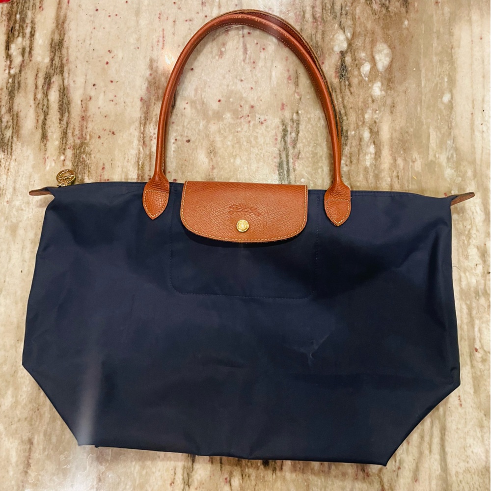 LONGCHAMP LE PLIAGE LARGE SHOULDER TOTE BAG IN NAVY